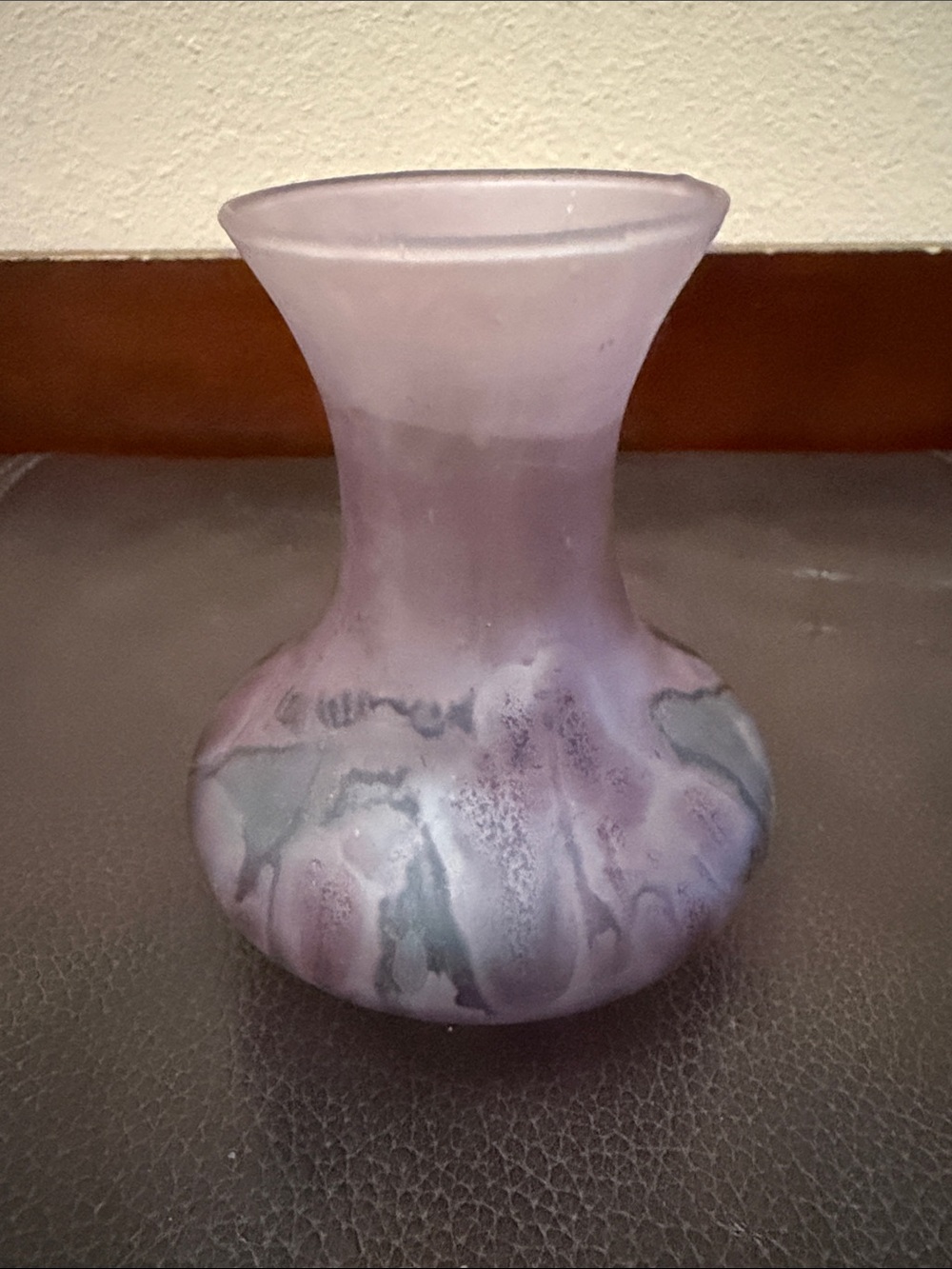 Vintage Vase Hand Painted Glass Using Watercolor Dripping in Purple, Pink & Blue